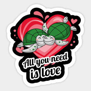 Valentines day Funny Turtles Sticker